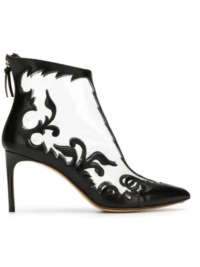 Francesco Russo Embroidered Detail Ankle Boots In Black