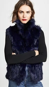 Adrienne Landau Fur Accent Vest In Navy