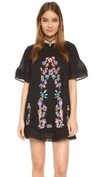 Free People Perfectly Victorian Embroidered Mini Dress In Black