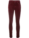 J Brand Coated High-rise Skinny Jeans In Red