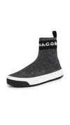 Marc Jacobs Dart Sock Sneakers In Silver Multi