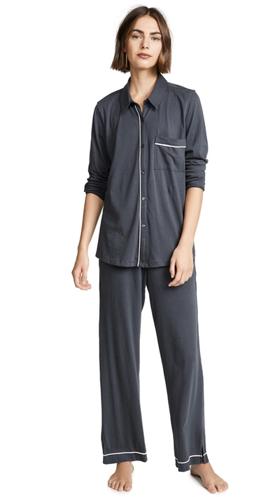 Skin Penelope Pima Cotton-jersey Pajama Set In Steel Blue