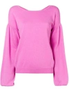 Allude Drop Shoulder Sweater - Pink