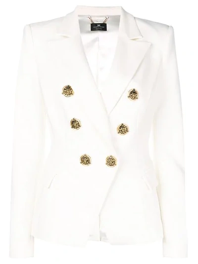 Elisabetta Franchi Double Buttoned Jacket In White