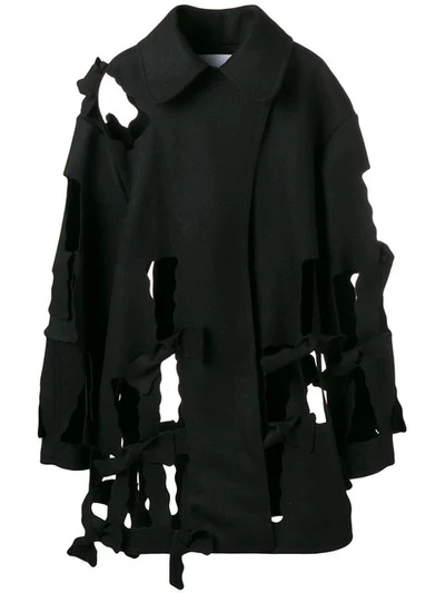 Roberts Wood Double Breasted Cut Out Coat - Black