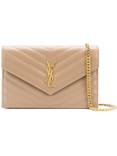 Saint Laurent Envelope Chain Wallet - Neutrals