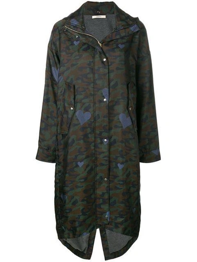 Odeeh Camouflage Print Parka Coat In Green