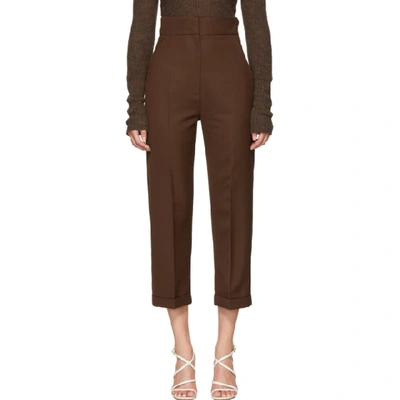 Jacquemus Cropped High Waisted Trousers - Brown