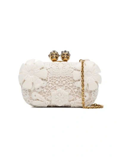Alexander Mcqueen King And Queen Lace Clutch In White