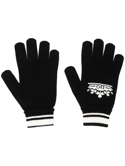 Dolce & Gabbana Crown Logo Intarsia Gloves In Black
