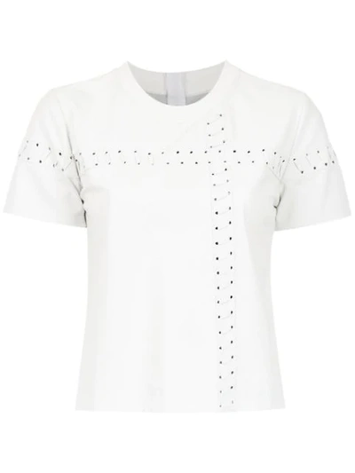 Andrea Bogosian Stitching Detail Leather Blouse In White