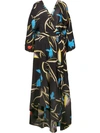 Diane Von Furstenberg Dvf  Tropical Print Wrap Dress - Black