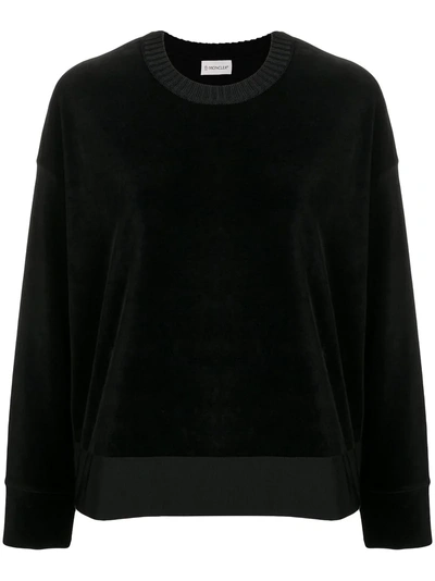 Moncler Velour Side Slit Sweatshirt - Black