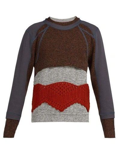 Craig Green Panelled Crochet-knit Sweater In Grey