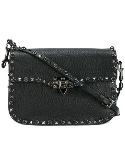 Valentino Garavani Black Leather Rockstud Messenger Bag