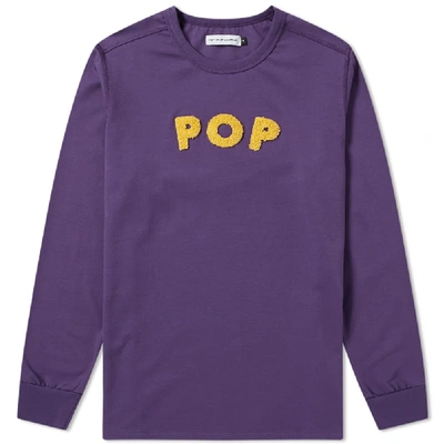 Pop Trading Company Pop Trading Company Long Sleeve Logo Applique Tee In Purple