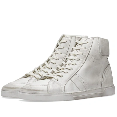 Saint Laurent Joe Distressed High Sneaker In White