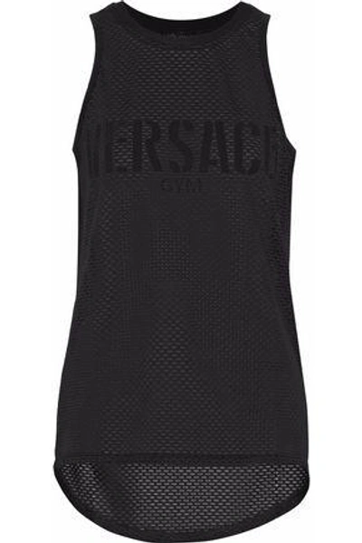 Versace Woman Appliquéd Mesh Tank Black