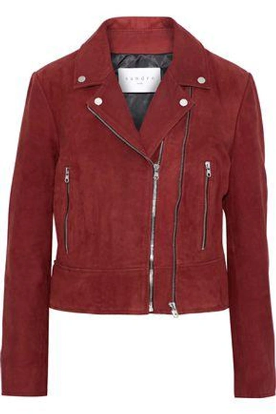 Sandro Woman Adaya Suede Biker Jacket Brick