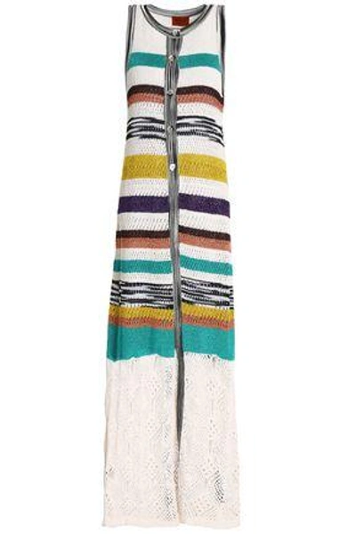 Missoni Striped Crochet-knit Vest In Ivory