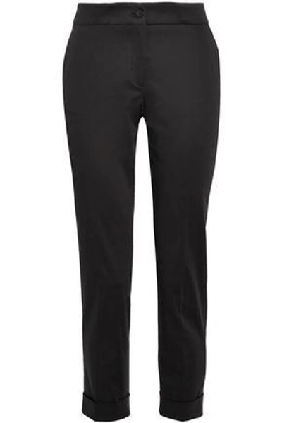 Etro Woman Cropped Poplin Straight-leg Pants Black