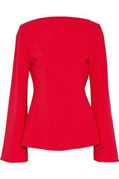 Brandon Maxwell Woman Open-back Pleated Crepe Top Red