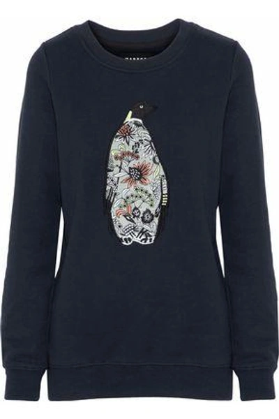 Markus Lupfer Woman Anna Appliquéd Cotton-fleece Sweatshirt Navy