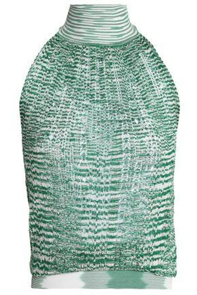 Missoni Woman Crochet-knit Turtleneck Top Green