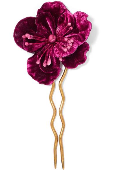 Jennifer Behr Gold Tone Velvet Hair Pin In Purple Modesens