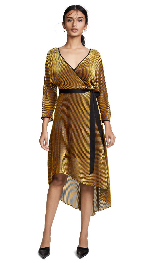 Diane Von Furstenberg Eloise Velvet Midi Wrap Dress In Goldenrod/lilac