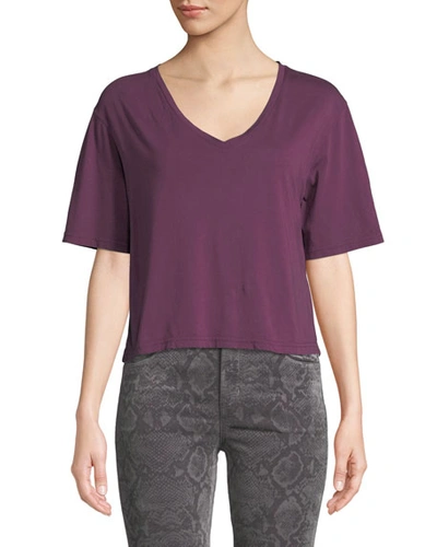 J Brand Maria Cropped V-neck Tee In Plum