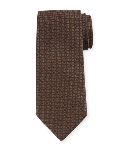 Ermenegildo Zegna Tonal Ovals Silk Tie In Brown