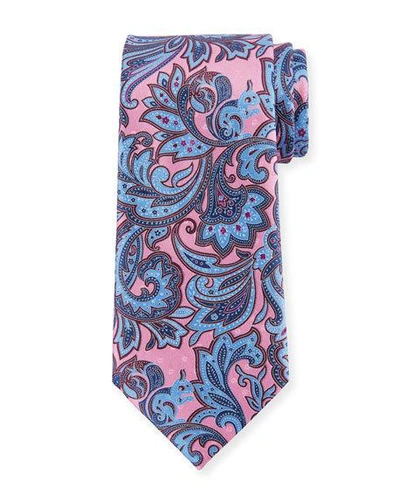 Ermenegildo Zegna Large Paisley Silk Tie In Pink