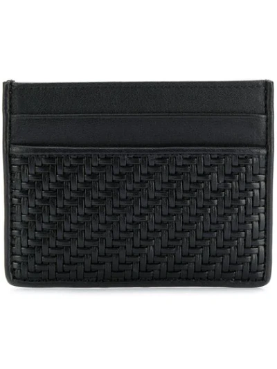Ermenegildo Zegna Pelle Tessuta Woven Leather Card Case, Black