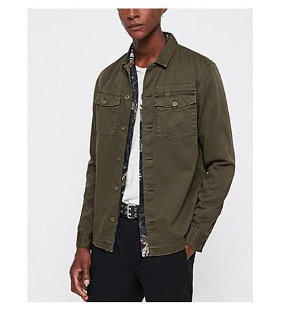 Allsaints Spotter Slim-fit Cotton-twill Shirt In Cargo_green