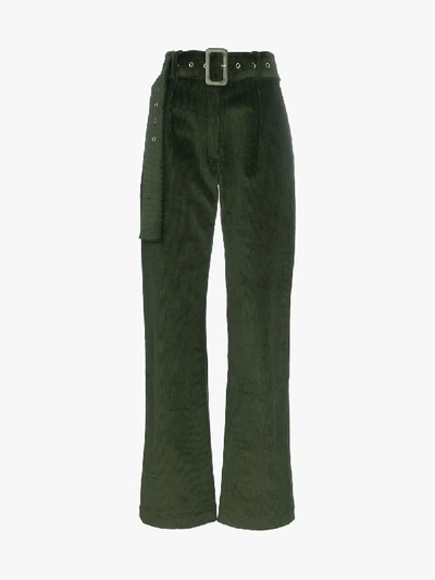 Materiel Matériel Belted Corduroy Flared Trousers - Green