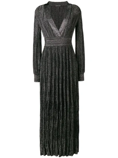 Antonino Valenti Plunge Neck Pleated Dress In Black