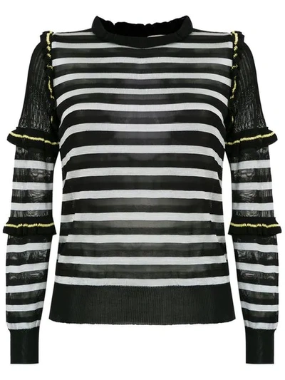 Andrea Bogosian Striped Knit Blouse In Black