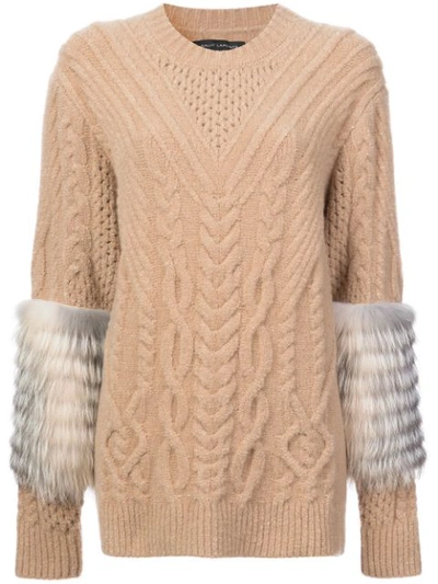 Sally Lapointe Fur Detail Knitted Sweater - Brown