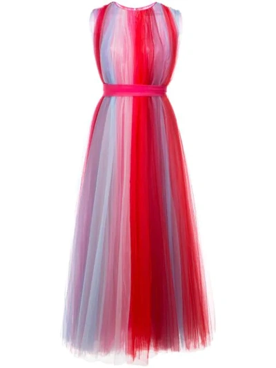 Carolina Herrera Striped Chiffon Dress In Multicolour