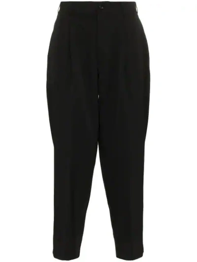 Comme Des Garçons Homme Deux Comme Des Garçons Homme Plus Wide Leg Cropped Wool Trousers - Blue In Black