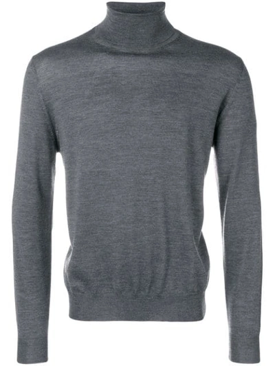 Canali Turtle-neck Fitted Sweater - Grey In Grey