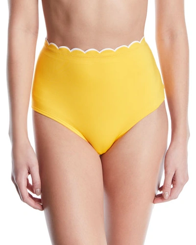 Kate Spade High-waist Scalloped Bikini Swim Bottoms In Yellow