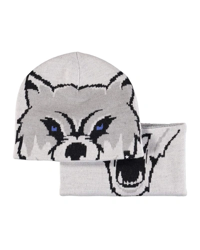 Molo Kleo Wolf Intarsia Hat & Scarf Set In Gray
