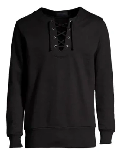 Diesel Black Gold Dbg Lace-up Cotton Sweatshirt In Black