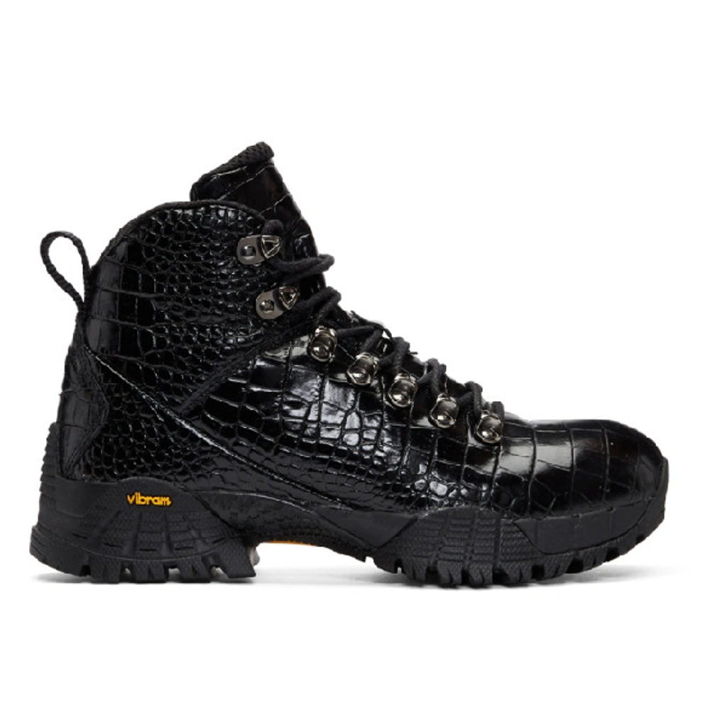 ROA×ALYX crocodile hiking boots ANDREAS Alyx Crocodile Hiking Boots In Black In 001 Black | ModeSens