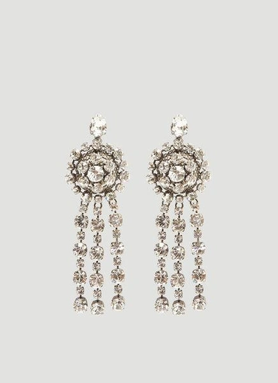 Gucci Crystal Drop Earrings In Silver