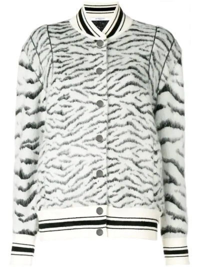Givenchy Black & White Mohair Blend Knitted Bomber Jacket