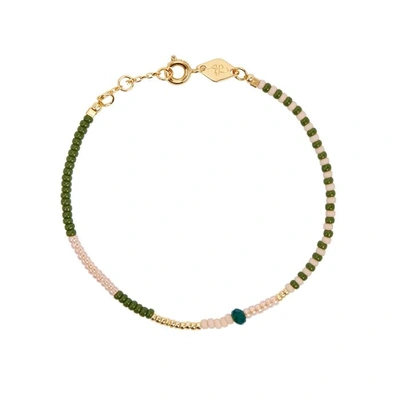 Anni Lu Mess 18ct Gold-plated Beaded Bracelet In Green
