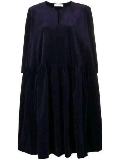 Peter Jensen Classic Corduroy Smock Dress In Blue